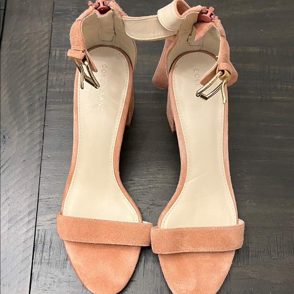 Cole Haan Women's Pink Suede Ankle Strap Heels - Picture 1 of 8